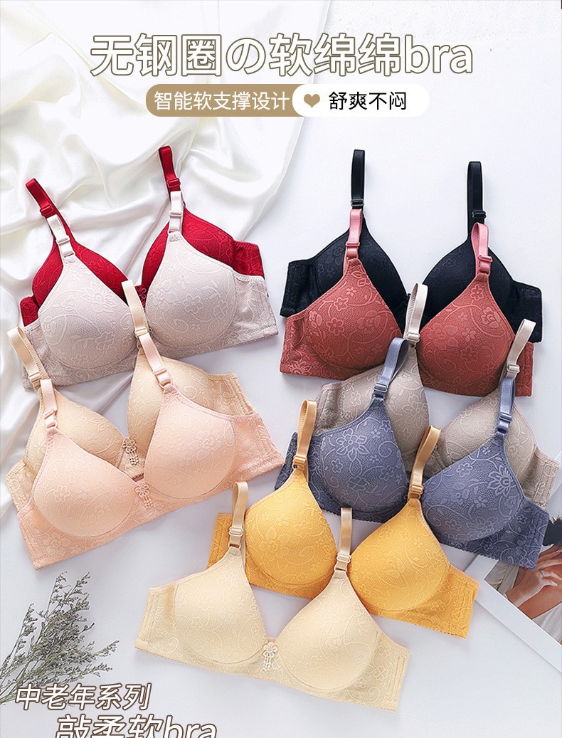 Hot selling popular middle-aged and elderly underwear thin cup small chest gathered without steel ring traditional bra .