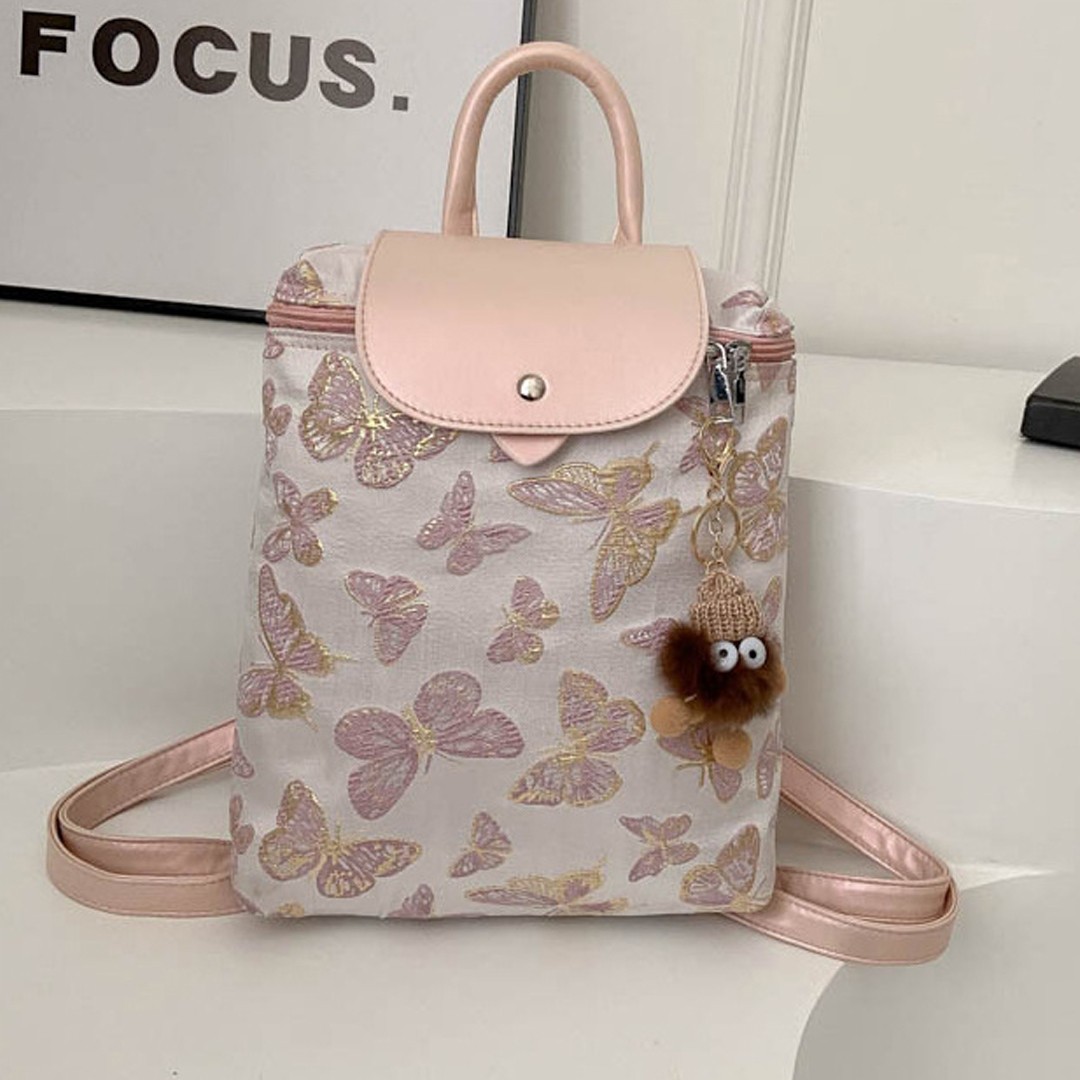2026 New Chinese Style National Trend Backpack Niche Design High-End Butterfly Women's Bag White River Bag Commuter Bag for Women.