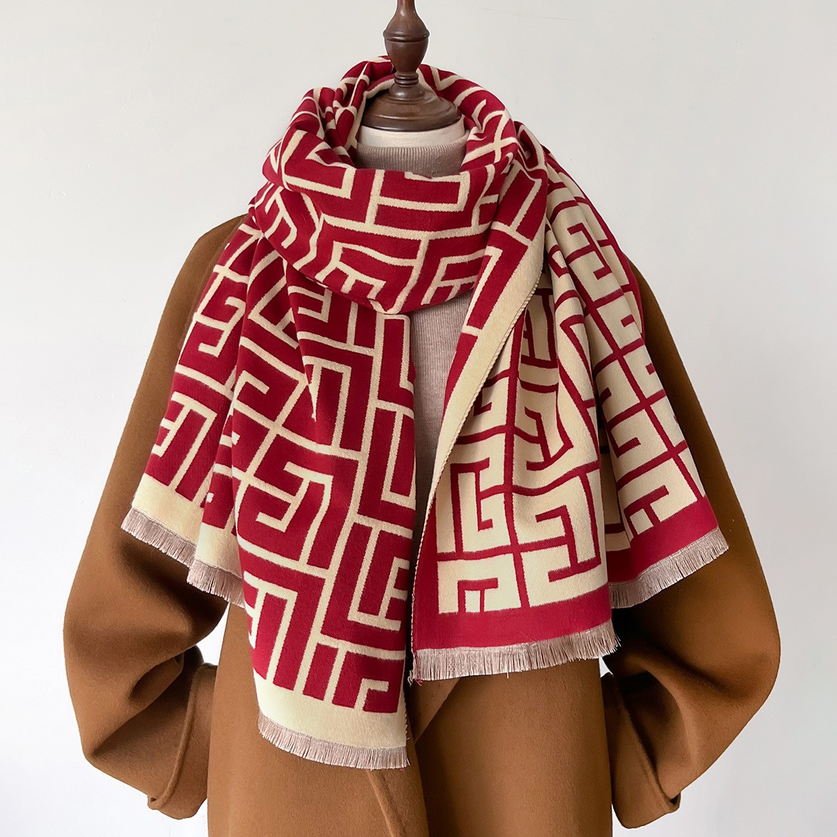 2024 autumn and winter new European and American style imitation cashmere scarf fashionable decoration warm Korean version long student scarf female
