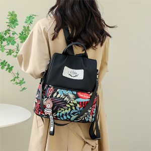 Cross-border backpack women's bag 2024 new simple fashion retro printing large capacity dual-use backpack.