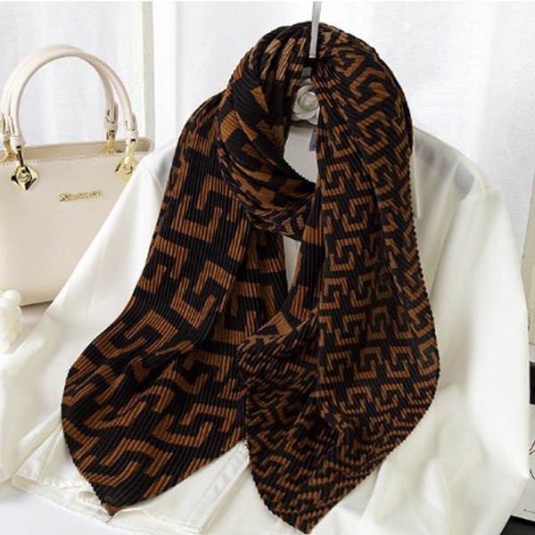 New scarf for women, winter versatile cotton and linen print, Korean style, pleated fashion plaid shawl, wrinkled neck scarf, cross-border