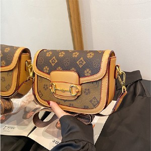 Summer new texture retro old flower saddle bag versatile double shoulder strap single shoulder messenger bag small square bag female advanced