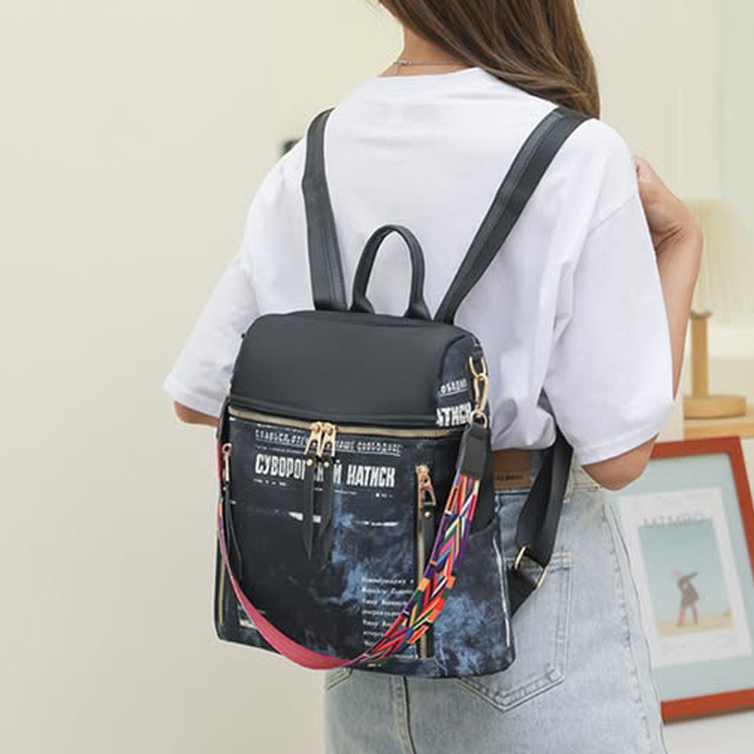 Newspaper Graffiti Wide Shoulder Strap Backpack.